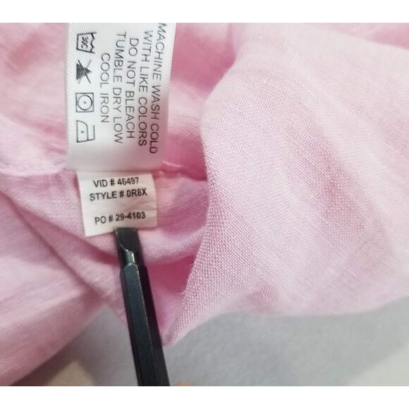 Orvis Shirt Mens Medium Pink 100% Linen Short Sleeve Button Front Summer Casual - Picture 8 of 11
